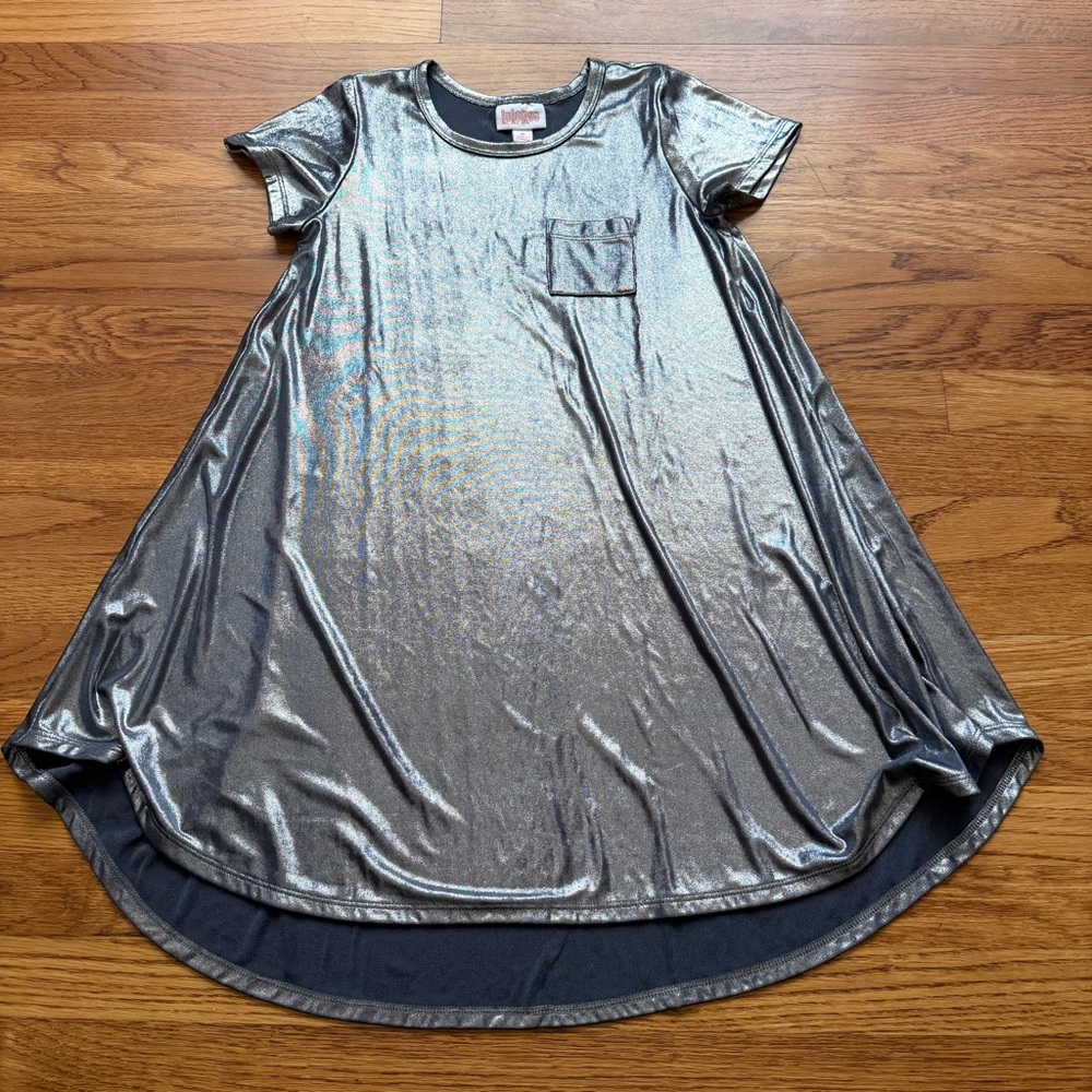 Lularoe metallic silver girls dress 8